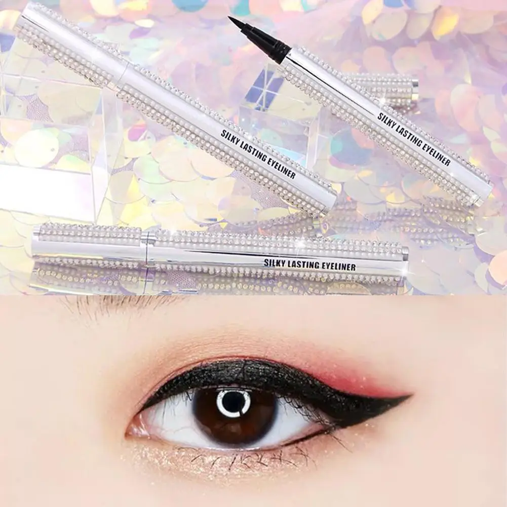 

Shiny Rhinestone Silky Waterproof Non Smudge Fast Drying Eyeliner Eyelash Pencil This eyeliner designed with rhinestones looks b