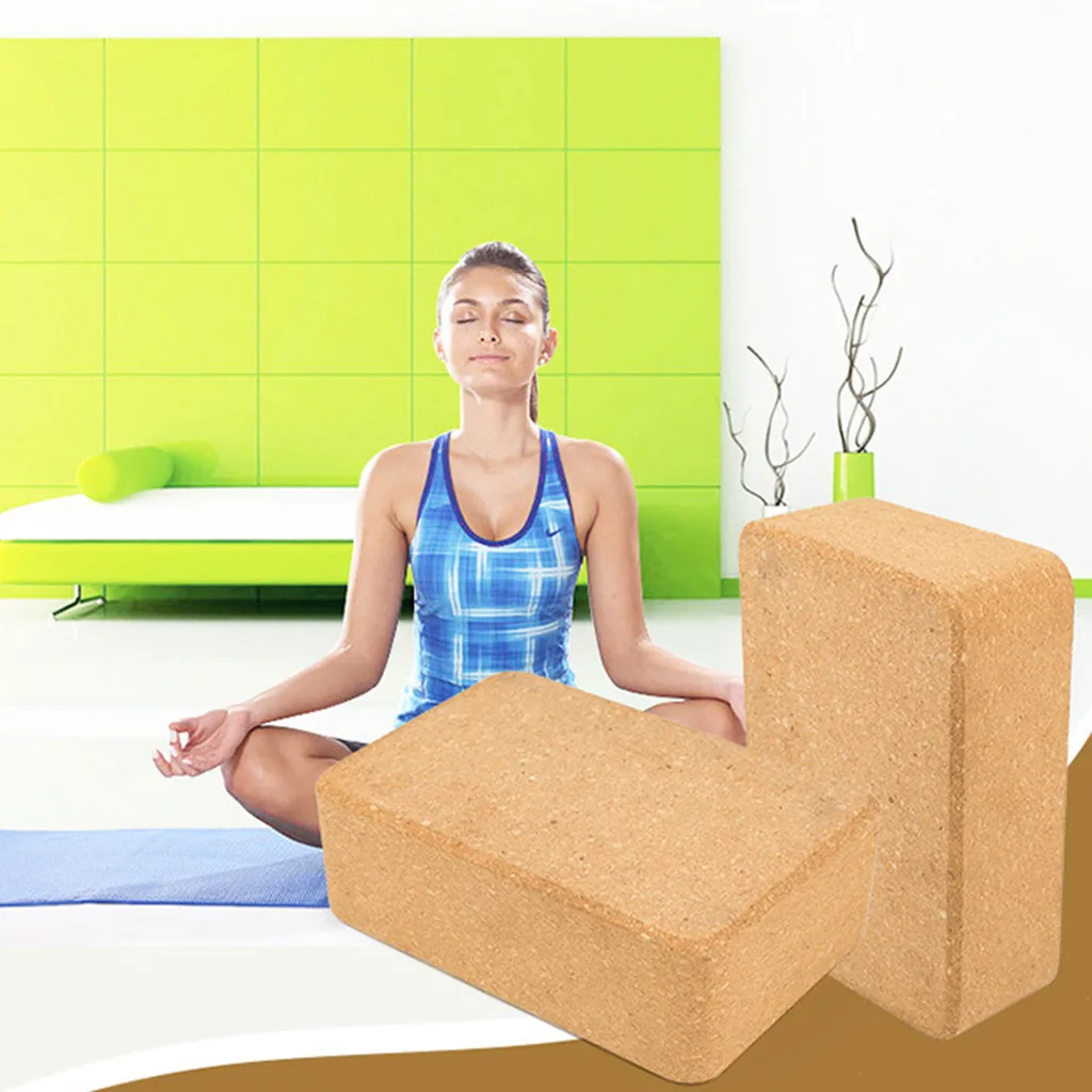 Блок для йоги высокой плотности из пробкового дерева, вспомогательный инструмент для фитнеса, нескользящий мягкий кирпич для йоги, оборудование для фитнеса, Аксессуар# YL5D