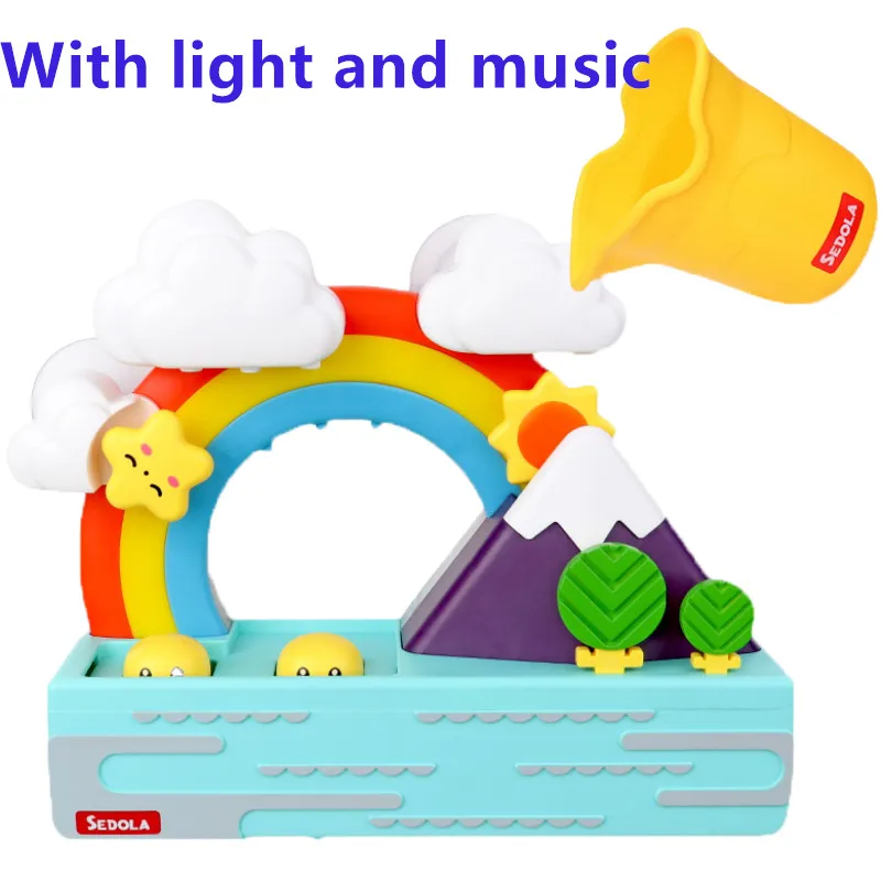 Baby Bath Toys Electric Light Up Rainbow Shower Pipeline Yellow Ducks Slide Tracks Bathroom Educational Water Game Toy for Kids 7