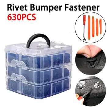 

630Pcs Car Retainer Clips Auto Fasteners Push Trim Clips Pin Rivet Bumper Kit Screwdriver Plastic Fastener Screw Rivet Accessory