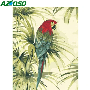 

AZQSD Painting By Numbers For Adults Parrot 40X50cm DIY Needlework Paint By Number Canvas Painting Kits Animal Decoration