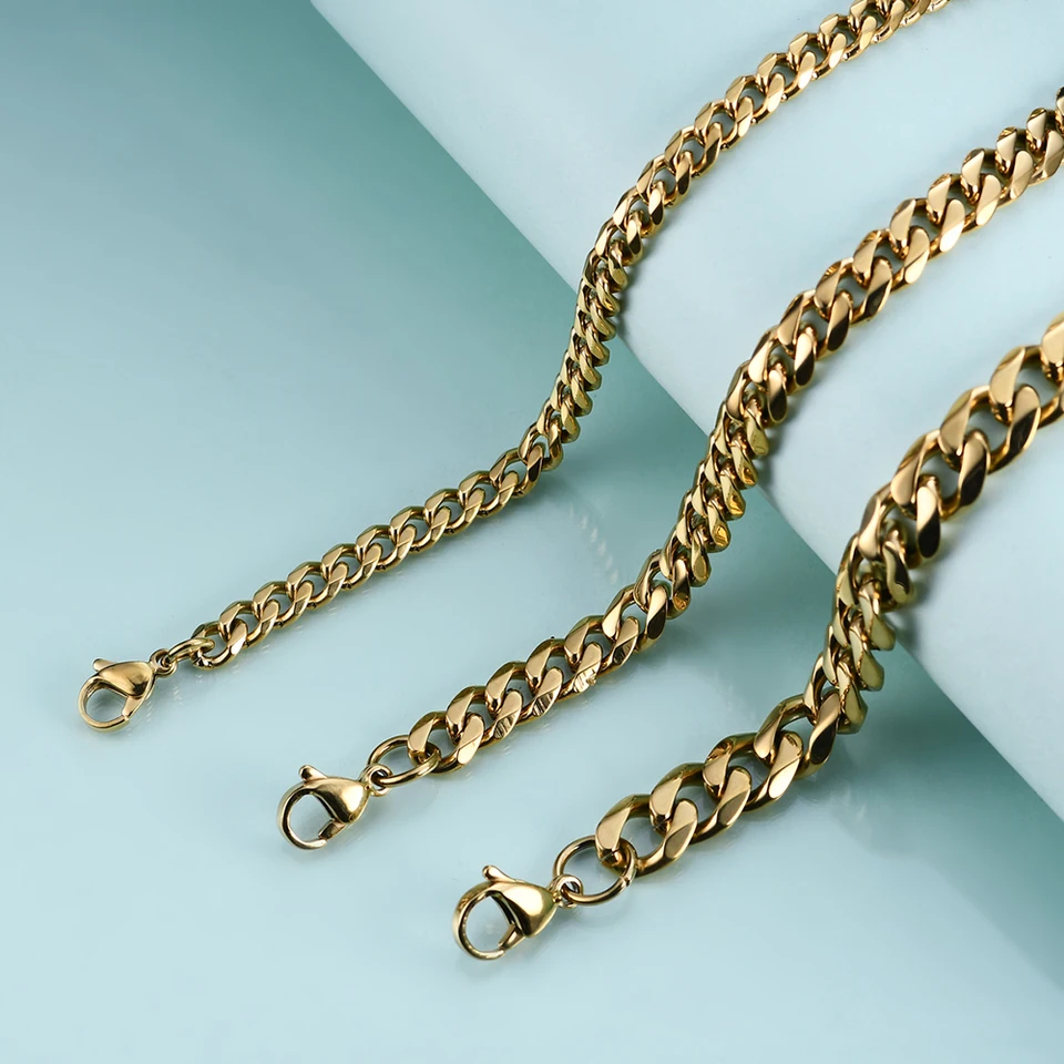 18K Gold Solid Cuban Bracelet For Men And Women - Hip Hop Style, Mesh Bracelet, Gift Box Packaging (9