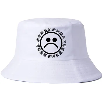 

New Panama Bucket Hats cry face Embroidered Camping Hiking Hunting Fishing Outdoor Bob Chapeau Cotton Bucket Hat Cap Hip Hop