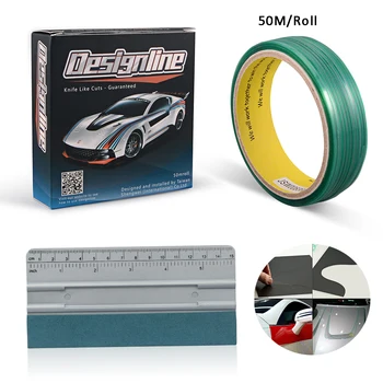 

FOSHIO 50M Car Wrap Vinyl Film Knifeless Tape Design Line+Scale Suede Felt Squeegee Car Stickers Cutting Tape Auto Styling Tool