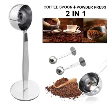 

2 in 1 Stainless Steel Espresso Coffee Tamper Measuring Spoon Scoop with Stand Manual Coffee Beans Mills Press Coffee Grinder