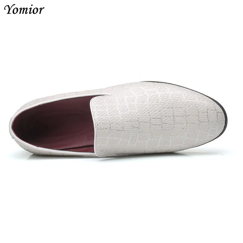Yomior/Новая модная повседневная мужская обувь мужские белые туфли в деловом стиле с острым носком кожаные дышащие лоферы на плоской подошве офисные черные