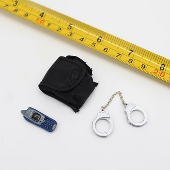 

1/6 Scale HongKong Policemen's Handcuffs Telephone Phone and Bag Cover Set Models for 12''Figures Bodies Accessories DIY