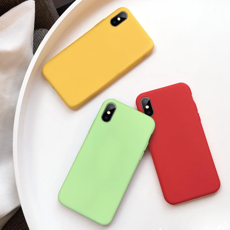 Яркий мягкий чехол для iPhone XR XS MAX X 8 7 задняя крышка 6 6S Plus 5 5S SE матовый Силиконовый