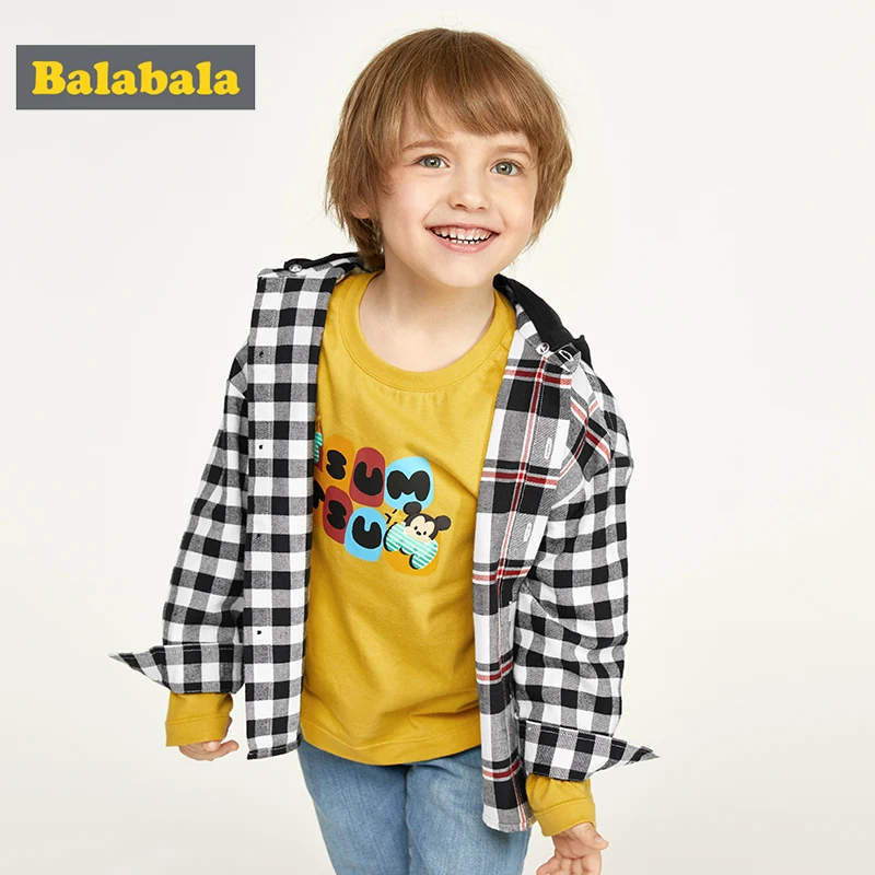 Balabala/рубашка с длинными рукавами для маленьких мальчиков и девочек, хлопковые топы в клетку, блузка, повседневная одежда