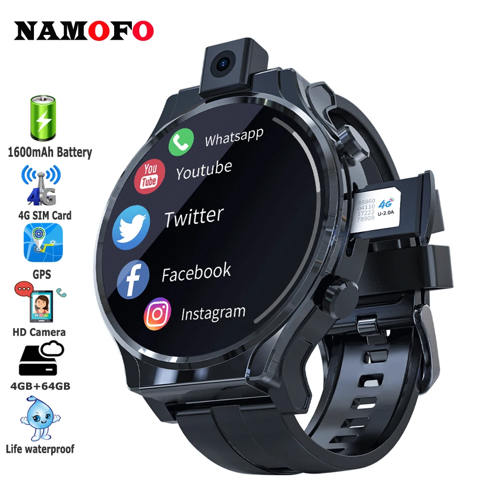 2.1 Inches 4G Smart Watch LTE 4GB+64GB Men Women Big Smartwatch With
