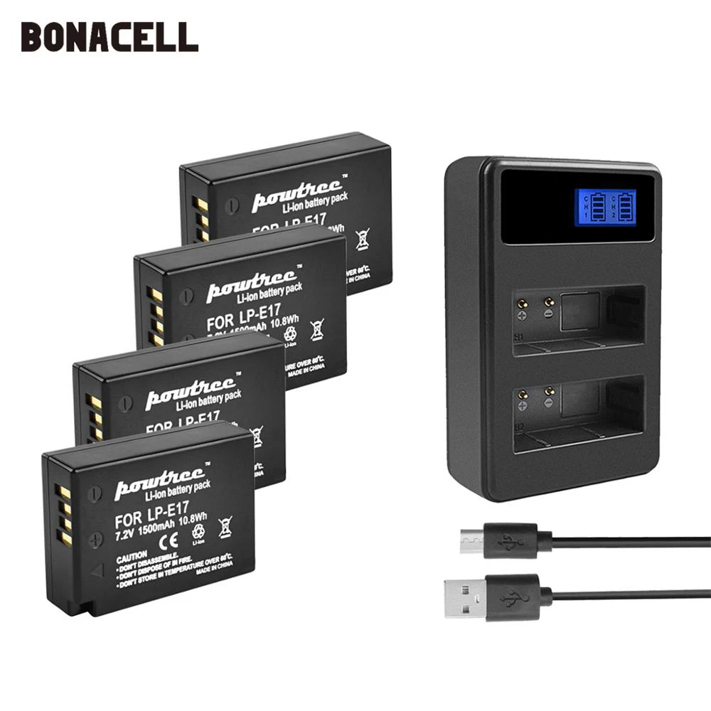 Двойное зарядное устройство Bonacell LPE17 LP E17 1500 мАч аккумулятор + ЖК дисплей для Canon EOS