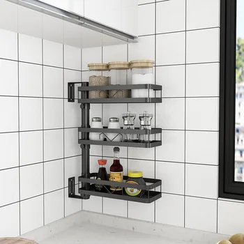 

kitchen commodity shelf wall-mounted Free of punch space-efficient rotate Spice rack multilayer stainless steel Receive a shelf