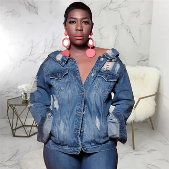 

SZMALL Fashion Newest 2020 Women Denim Jackets Autumn Full Sleeve Jean Tops Coat For Female pockets Hole outwear Biker Lady