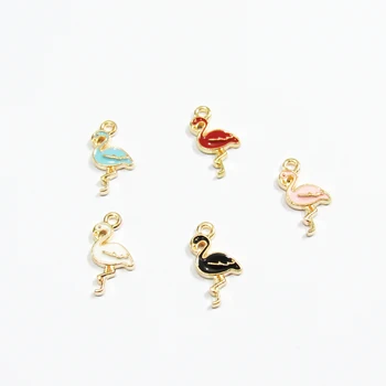 

Newest 15mm*9mm 30pcs/lot All Enamel Smaller Flamingo Charms For Jewelry /Handmade DIY/Earring Accessories