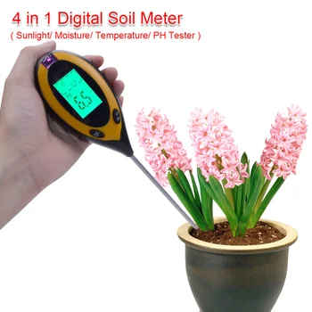 

Soil PH Meter 4 In 1 Soil Tester PH Moisture Meter Temperature Sunlight Intensity Measurement Analysis With Blacklight For Farm