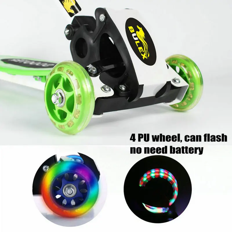 Bulex 어린이 스쿠터 4 플래시 PU 휠 접기 어린이 미끄러운 자동차 배송 Skuter Trottinette For Kids