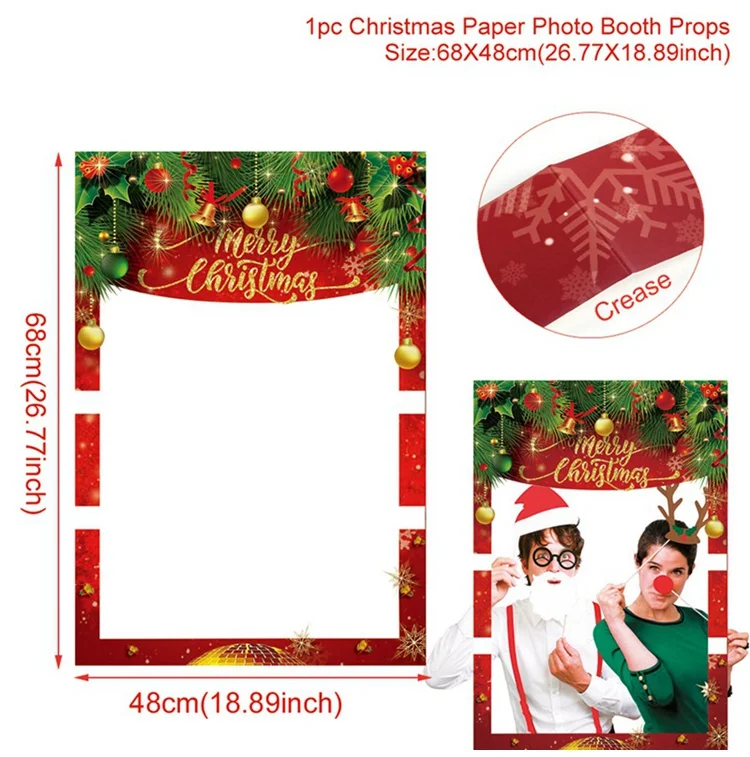 Photo Frame Huiran Рождественское украшение для дома Navidad Новогоднее украшение для рождественской вечеринки посуда Счастливого Рождества баннер очки - Цвет: Photo Frame
