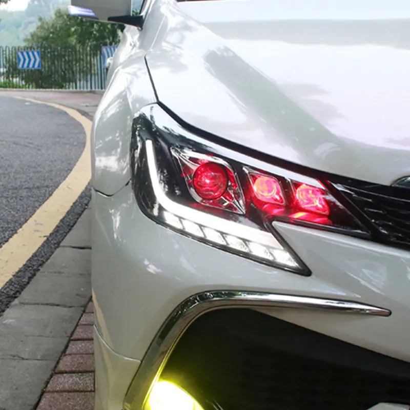 Red devil eye 2 шт. автомобильный стиль светодиодный фары для Toyota Mark X 2013- для рейза Головной фонарь светодиодный DRL Объектив двойной луч H7 HID Xenon bi xenon - Цвет: Red devil eye