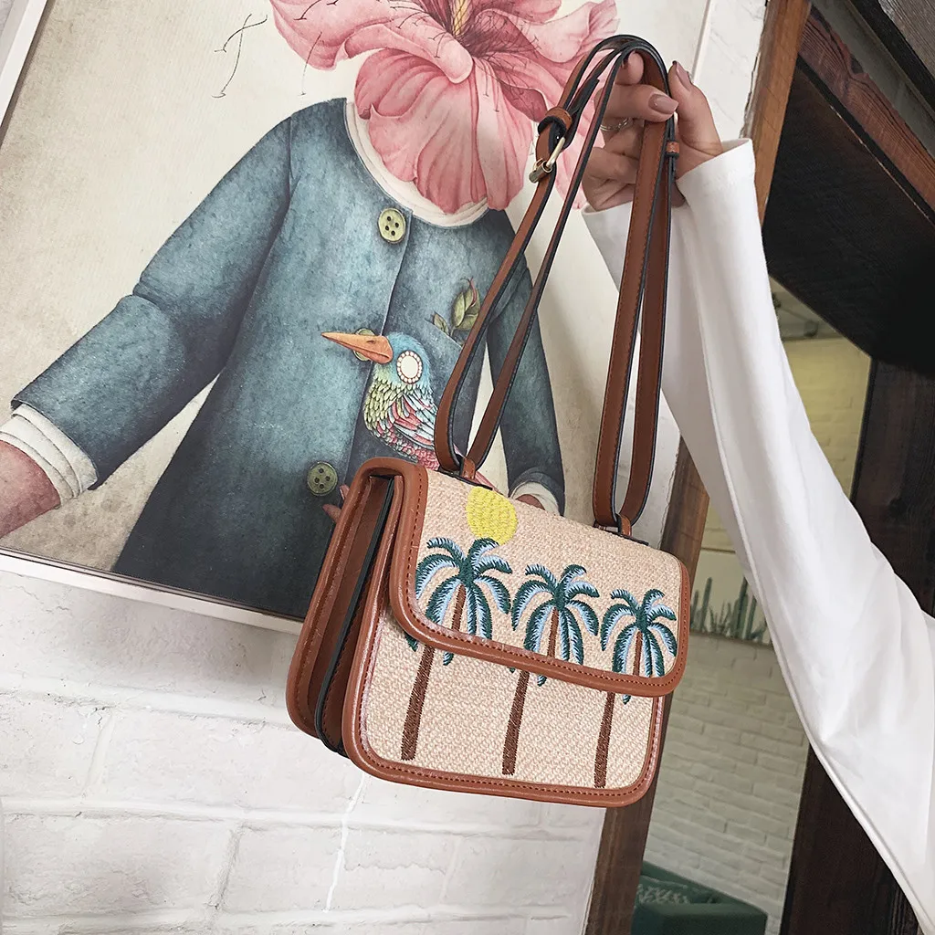 

Hawaiian Beach Summer Crossbody Bag For Women Straw Weave Messenger Bags Lady Bohemia Ethnic Bali Holiday Retro Shoulder Handbag