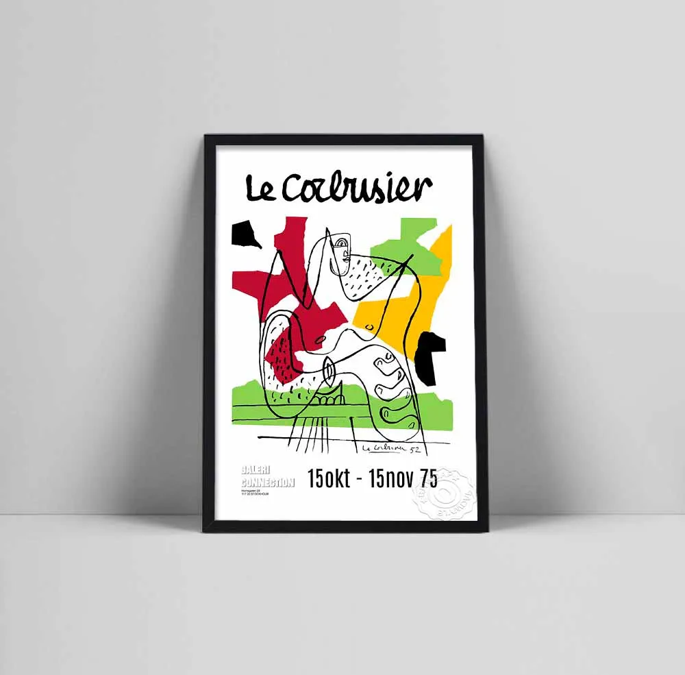 Poster Per Mostre D'Arte Le Corbusier, Musée National D'Art Moderne Print 1954, Arte Astratta Francese, Stampa Cubismo Museo, Le Coresb
