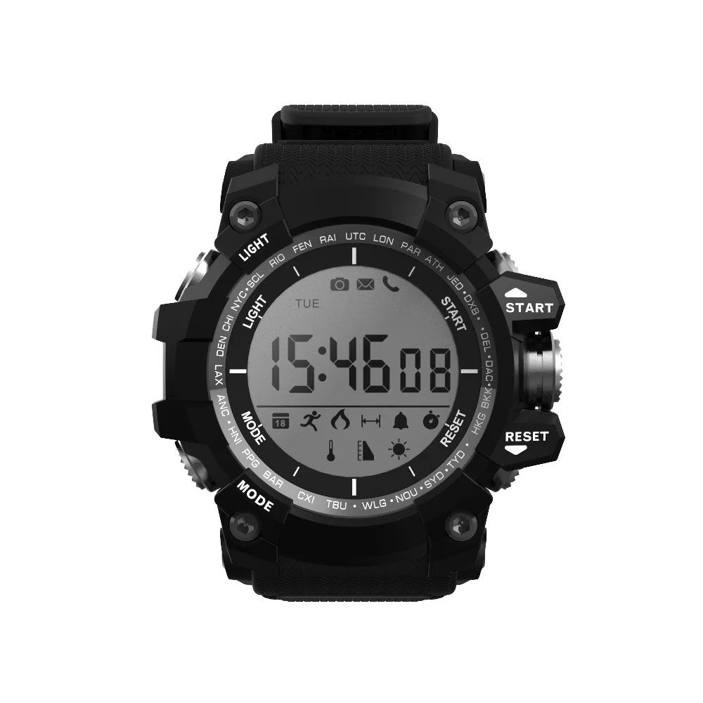 Мужские спортивные Смарт-часы с Bluetooth IP67 водонепроницаемые Смарт-часы Шагомер наручные часы для плавания военные часы для ios Android телефон - Цвет: Черный