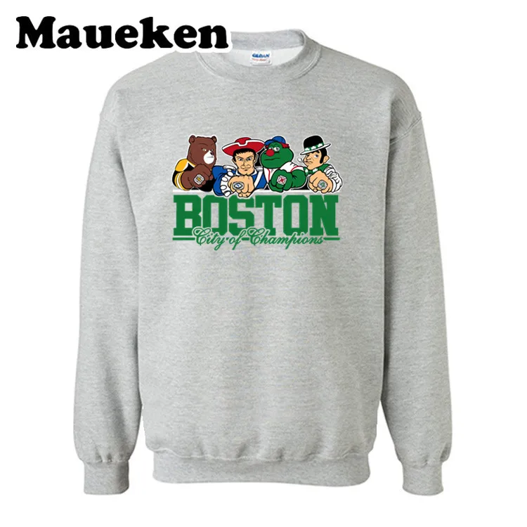 Мужские толстовки с капюшоном Boston City для Новой Англии Celtics Bruins Red Sox Comic мультфильм толстовки толстый круглый воротник Осень Зима W19012