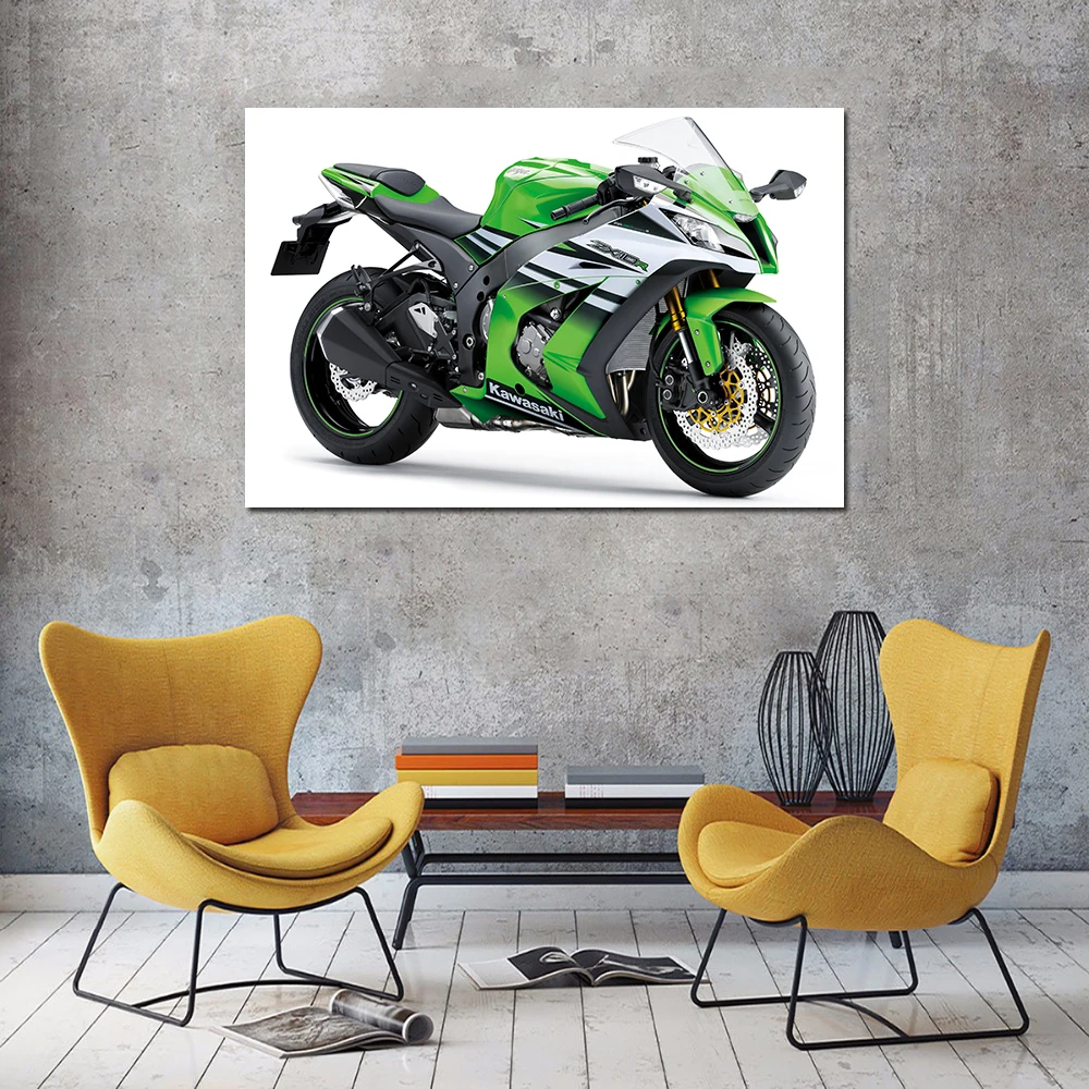 Kawasaki Ninja ZX 10R мотоциклы фото настенные художественные плакаты и принты холст