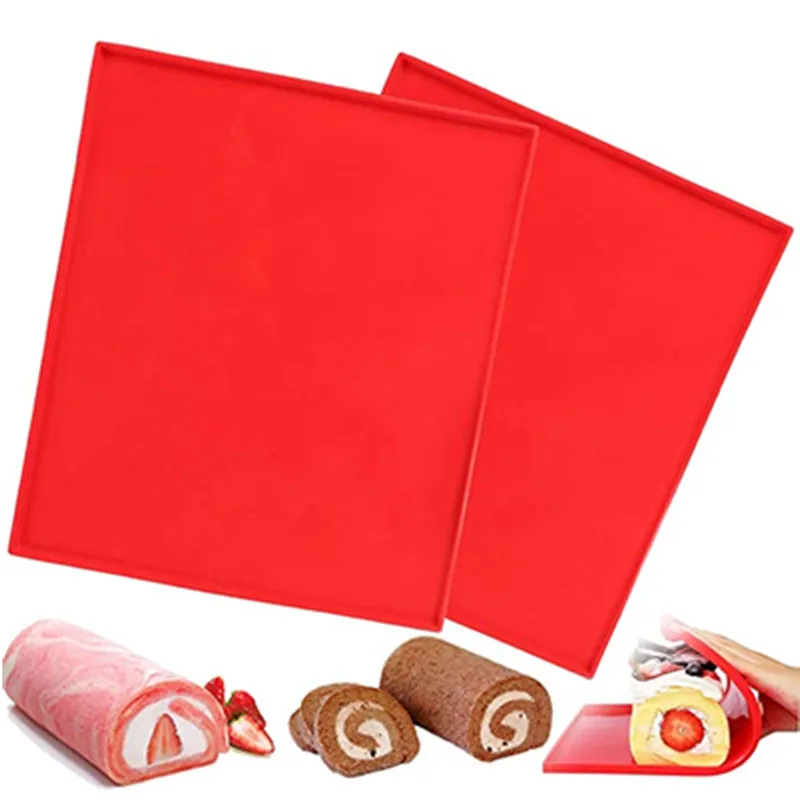 

2PC Non-stick Silicone Baking Mat Cake Roll Pad Macaron Swiss Roll Oven Mat Bakeware Baking Tools Kitchen Accessories