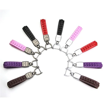 

For Passat b6 Leather Car Keychain Metal Car Key Holder Hand Woven Key Ring Car Interior Accessories For Golf 7