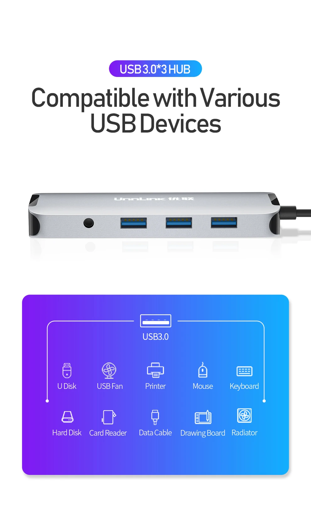 Unnlink USB C концентратор Тип C концентратор HDMI 3,5 мм аудио RJ45 Thunderbolt 3 док-станция адаптер для MacBook Pro Galaxy S9 S10 P20 P30 Dex