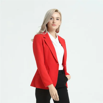 

Spring New 2020 Women Blazer Long-Sleeve Slim Ladies Blazers Office Blue Jacket Female Large Size 4XL Outwear LX1403 s