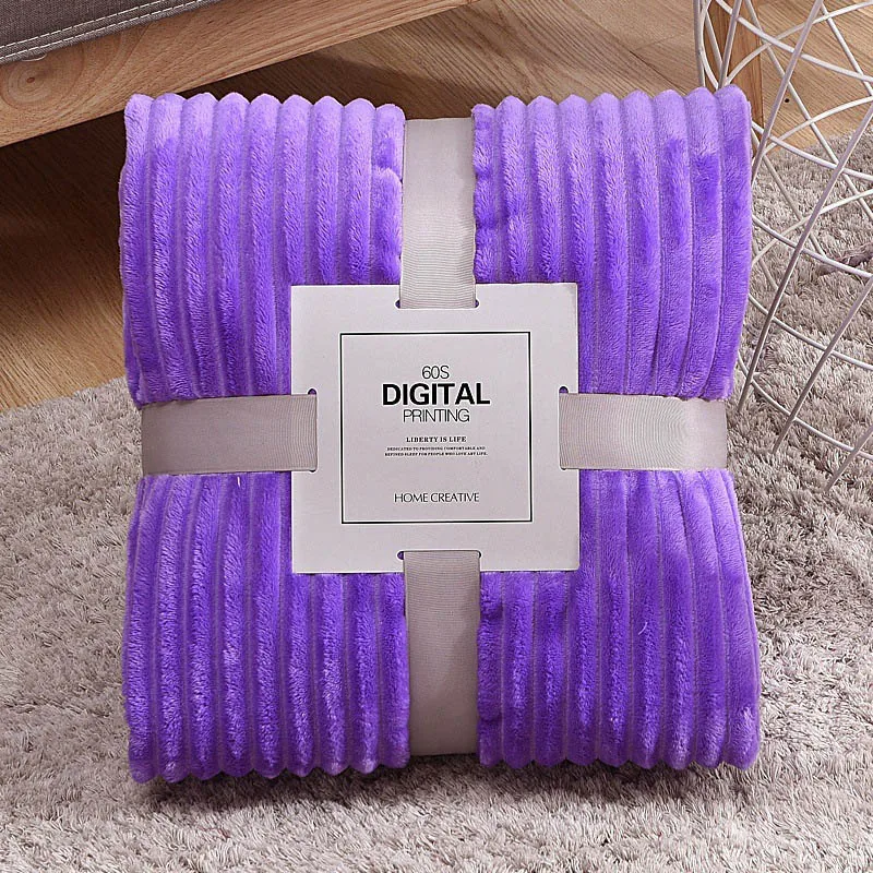 purple stripe Зимнее воздухопроницаемое одеяло, мягкое дышащее одеяло, тонкое Клетчатое одеяло в полоску, покрывало на кровать - Цвет: purple stripe