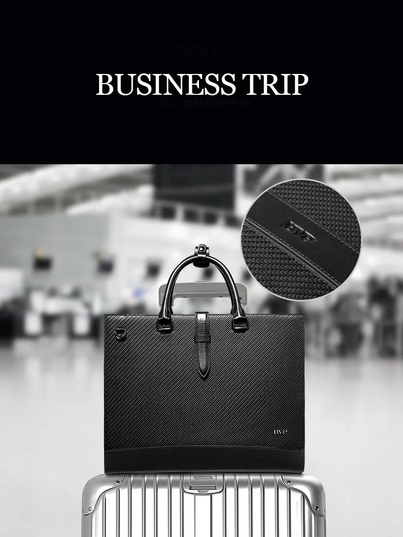 wonderful  BVP Famous Brand High Quality Men Business Briefcase Genuine Leather 14 inch Laptop Bag Black Real 
