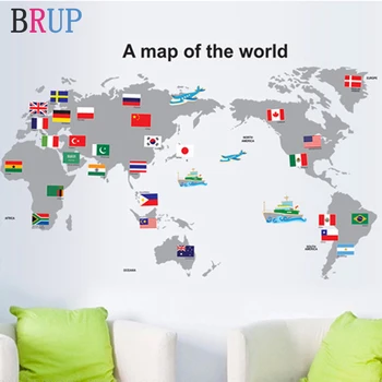 

100x60cm National Flag World Map Wall Stickers Creative Map of The World Home Decor for Children Vinyl Wall Decals for Kids Room