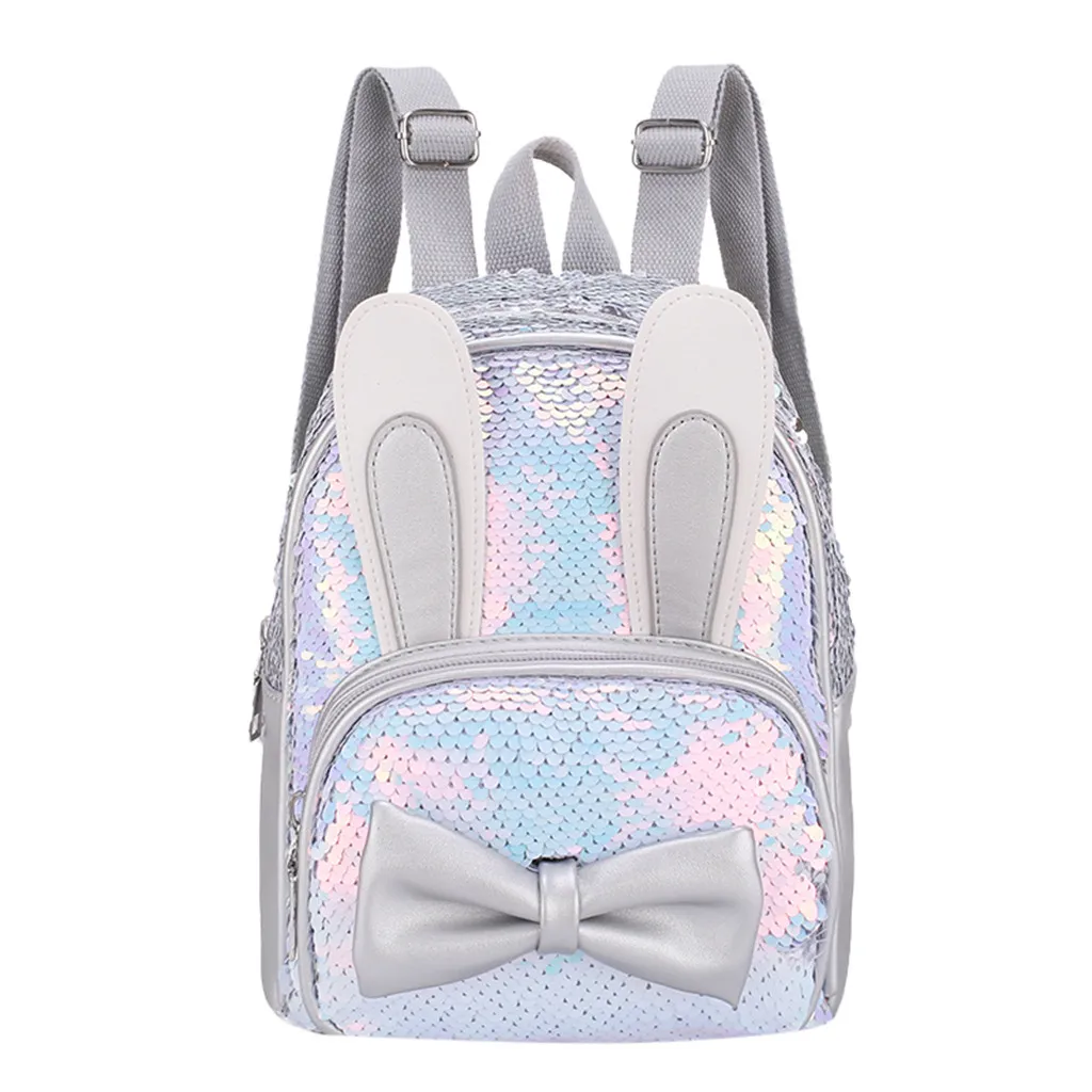 Школьный рюкзак для девочек, школьный рюкзак с пайетками, сумка на плечо, милый рюкзак с заячьими ушками для девочек - Цвет: SL