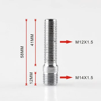 

20pcs Extended M14x1.5-M12x1.5 Wheel Stud Conversion 58mm Length Adapter Bolt