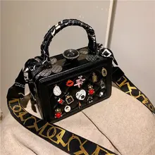 

2021 Luxury Designer Handbag Cross-body Women Evening Party Box Bag PU Leather Fashion Trend Badges Shoulder Bags