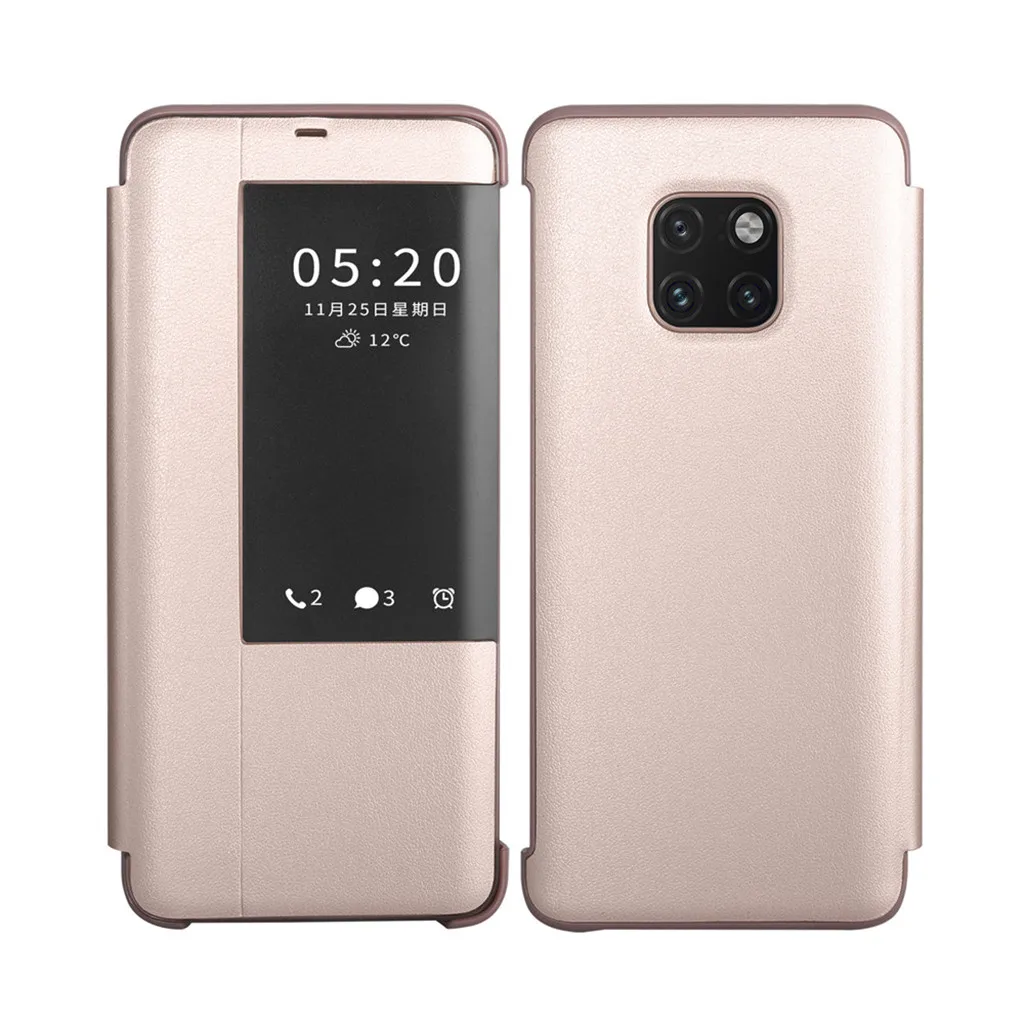 Rose Gold Роскошный прозрачный флип-чехол для сна с функцией пробуждения, кожаный чехол, ТПУ+ PC подставка, грязеотталкивающая для HUAWEI MATE 20Pro 6,39 дюймов - Цвет: Rose Gold