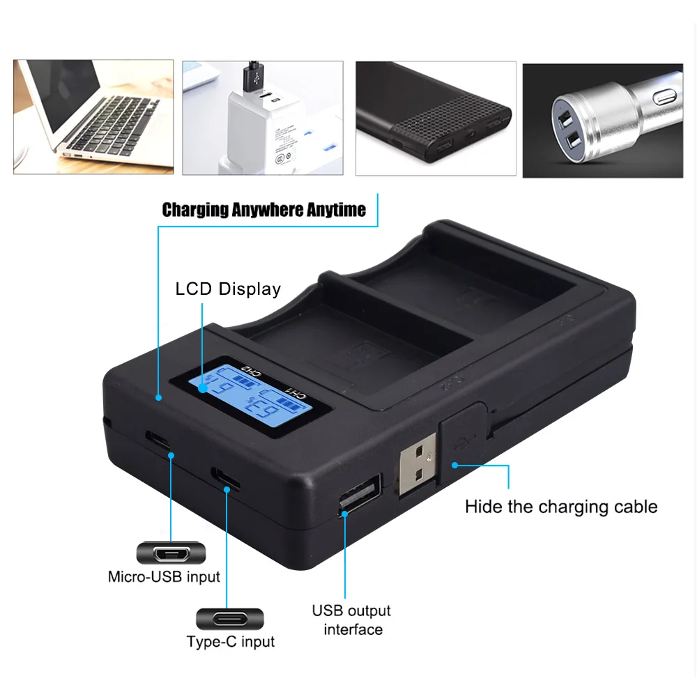 Зарядное устройство PALO LP E10 LPE10 с ЖК дисплеем и двумя USB портами для Canon EOS 1100D 1200D 1300D