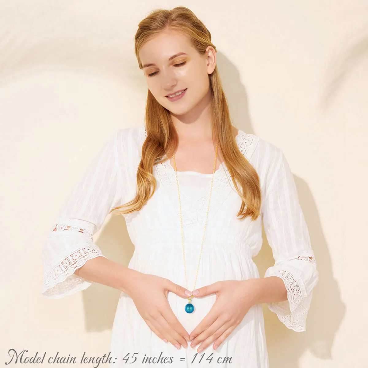 Eudora Harmony Ball Blue Pregnancy Chime Ball Angel Caller Bola Pendant Necklace Fina Fashion Jewelry for Women Gift n14n382G