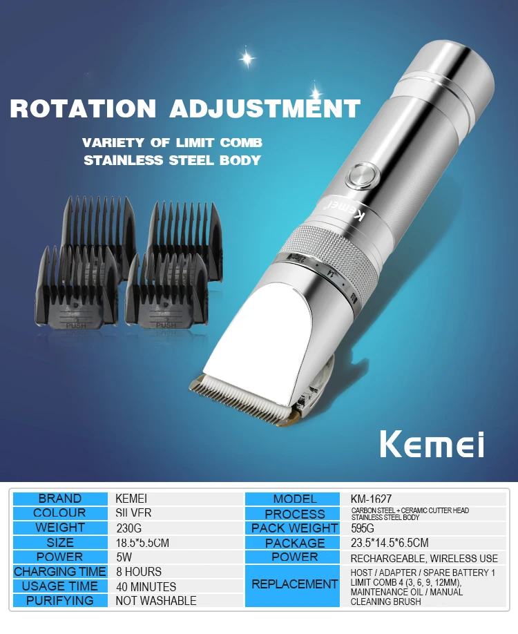 Kemei Профессиональный низкий шумоподавитель для мужчин и детей Kemei перезаряжаемый триммер Бритва Парикмахерская Машинка KM-9801