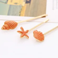 Милые заколки в Корейском стиле, морская сказка, ретро раковина, Морская звезда, длинный зажим, боковая заколка, модные аксессуары для волос H0290
