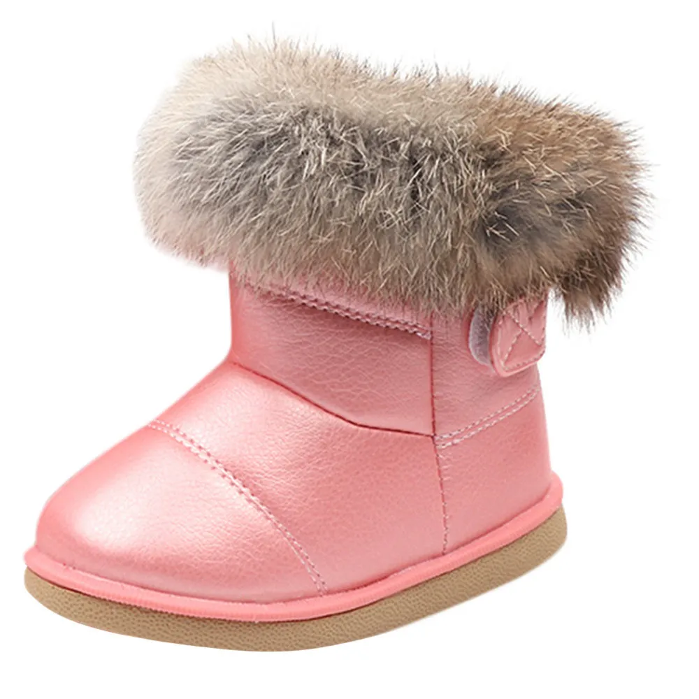 Детские младенческие сапоги для снега, Детские однотонные кожаные зимние сапоги, плюшевые меховые теплые зимние сапоги, Sapatos Menina детская зимняя обувь@ 45