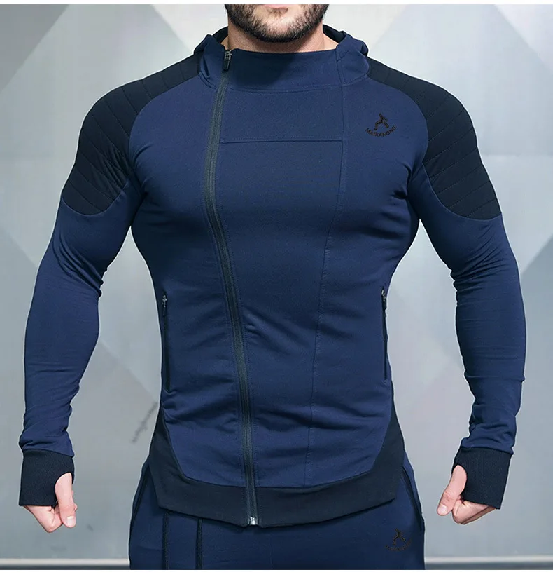 Пшеница XLR с длинными рукавами пальто мышцы фитнес мужской брат кардиган с капюшоном свитер упражнения спортивное пальто