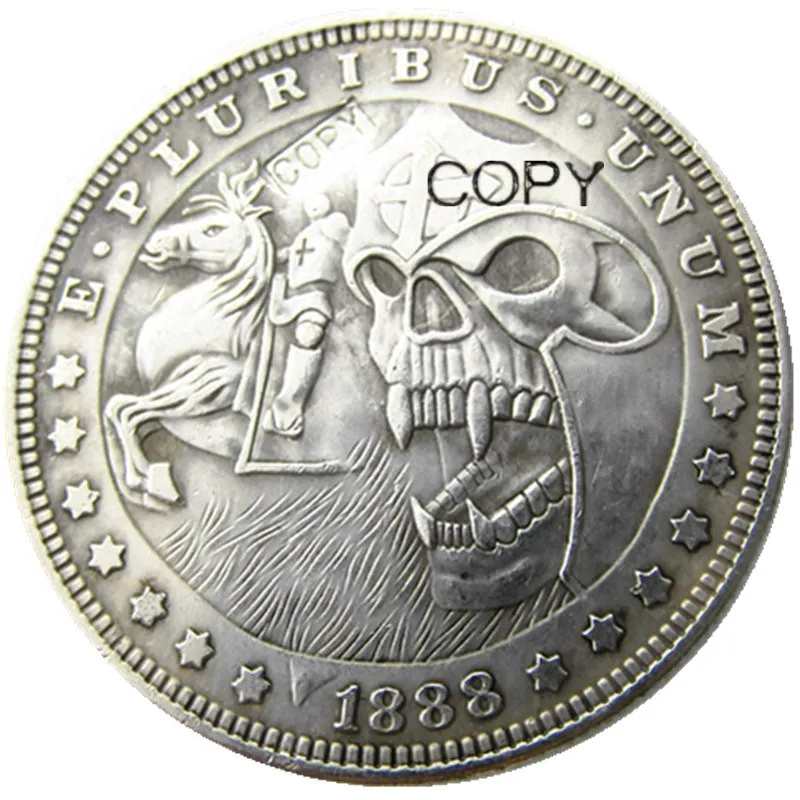 HB(05) США Хобо 1888 Морган доллар Череп Зомби Скелет Посеребренная копия монет