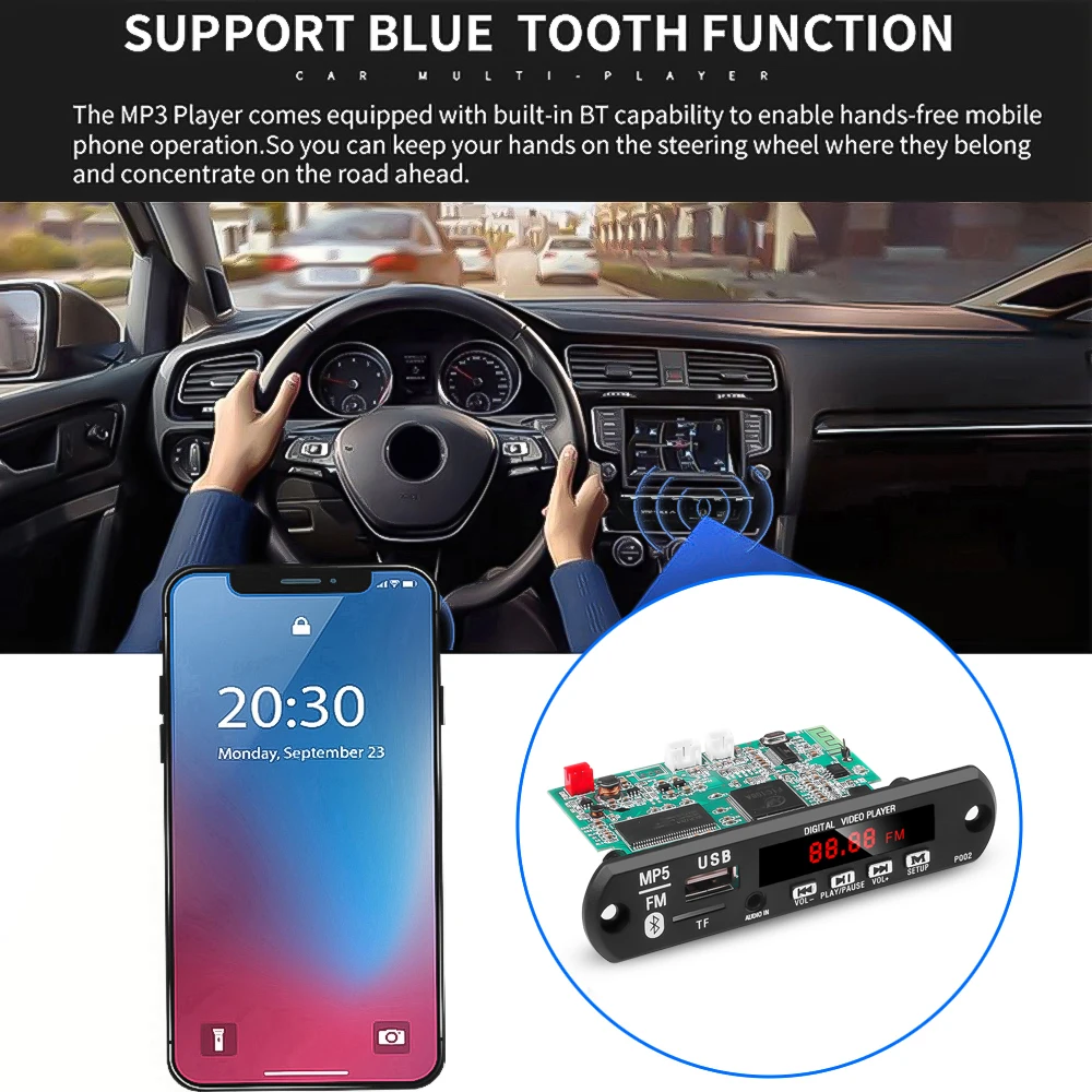 Bluetooth MP5 Аудио Видео декодер плата Поддержка USB TF MP3 WAV без потерь декодирование Diy автомобильный комплект электронный модуль платы блока программного управления