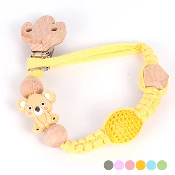 

Handmade Braid pacifier clips Koala Knitted Dummy Chain Baby Wood Speenkoord Cute Design Pacifier Teether Holder Shower Gift New