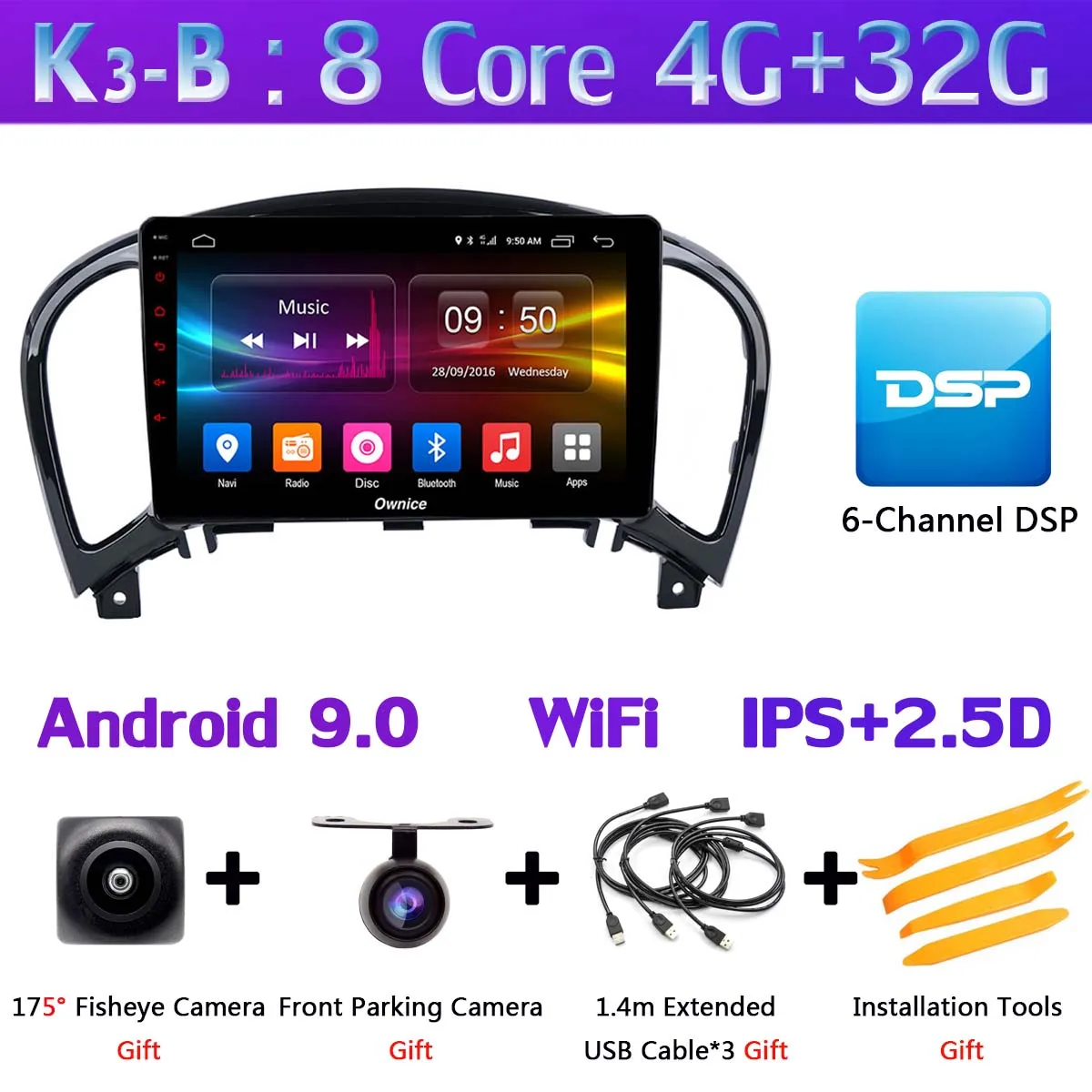360 ° камера 8Core 4G+ 64G Android 9,0 Автомобильный мультимедийный радио для Nissan X Nissan Juke Infiniti esq gps навигация DSP SPDIF CarPlay - Цвет: K3-B