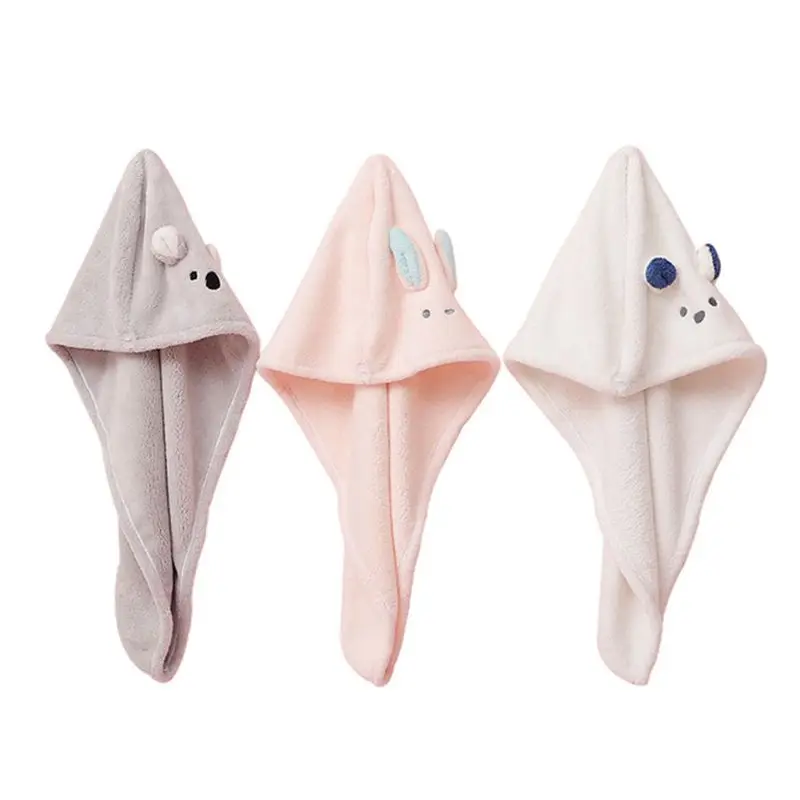 Коралловый бархат микрофибра полотенце обертывание тюрбан милые Мультяшные