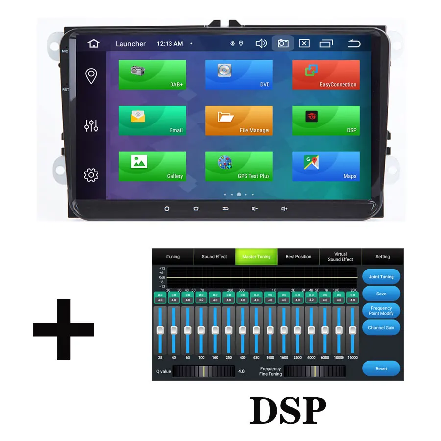the Unit-CANBUS-DSP " 8 ядер Android 9,0 4 Гб 64 г Автомобильный плеер RDS радио gps карта OBD для VW Tiguan Jetta Passat Polo Golf Skoda Superb Octavia - Цвет: the Unit-CANBUS-DSP